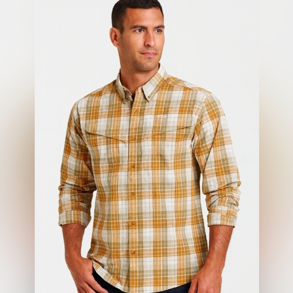 Remington Snap Button Outdoor Shirt Orange Cream  XL